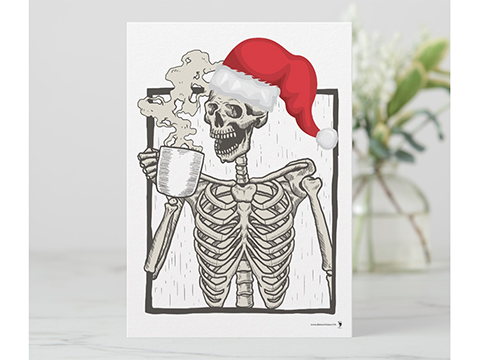 Skeleton Santa Christmas Card by Bitter Glitter.us