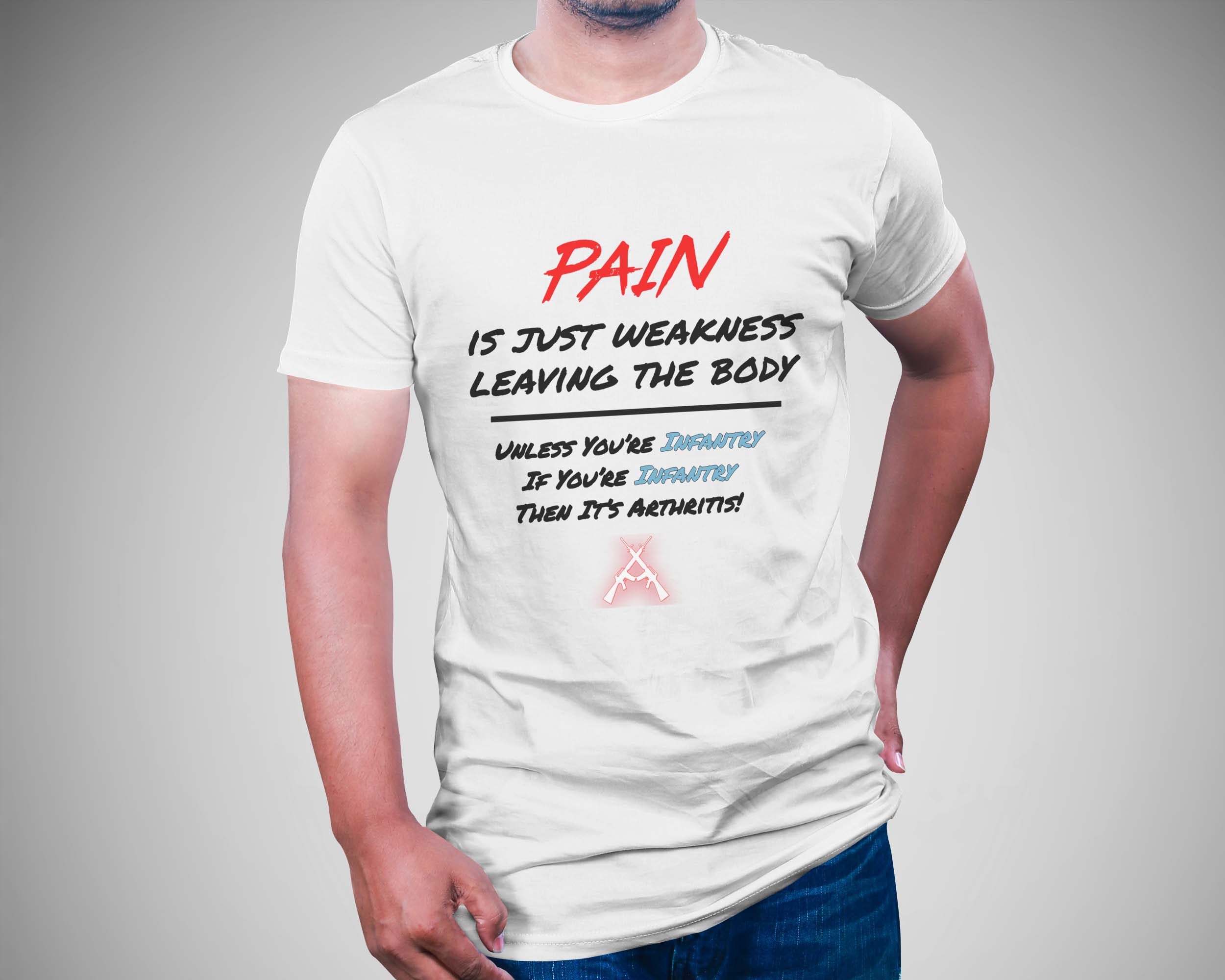 Pain is just weakness leaving the body unless you're infantry If you're Infantry then is arthritis design